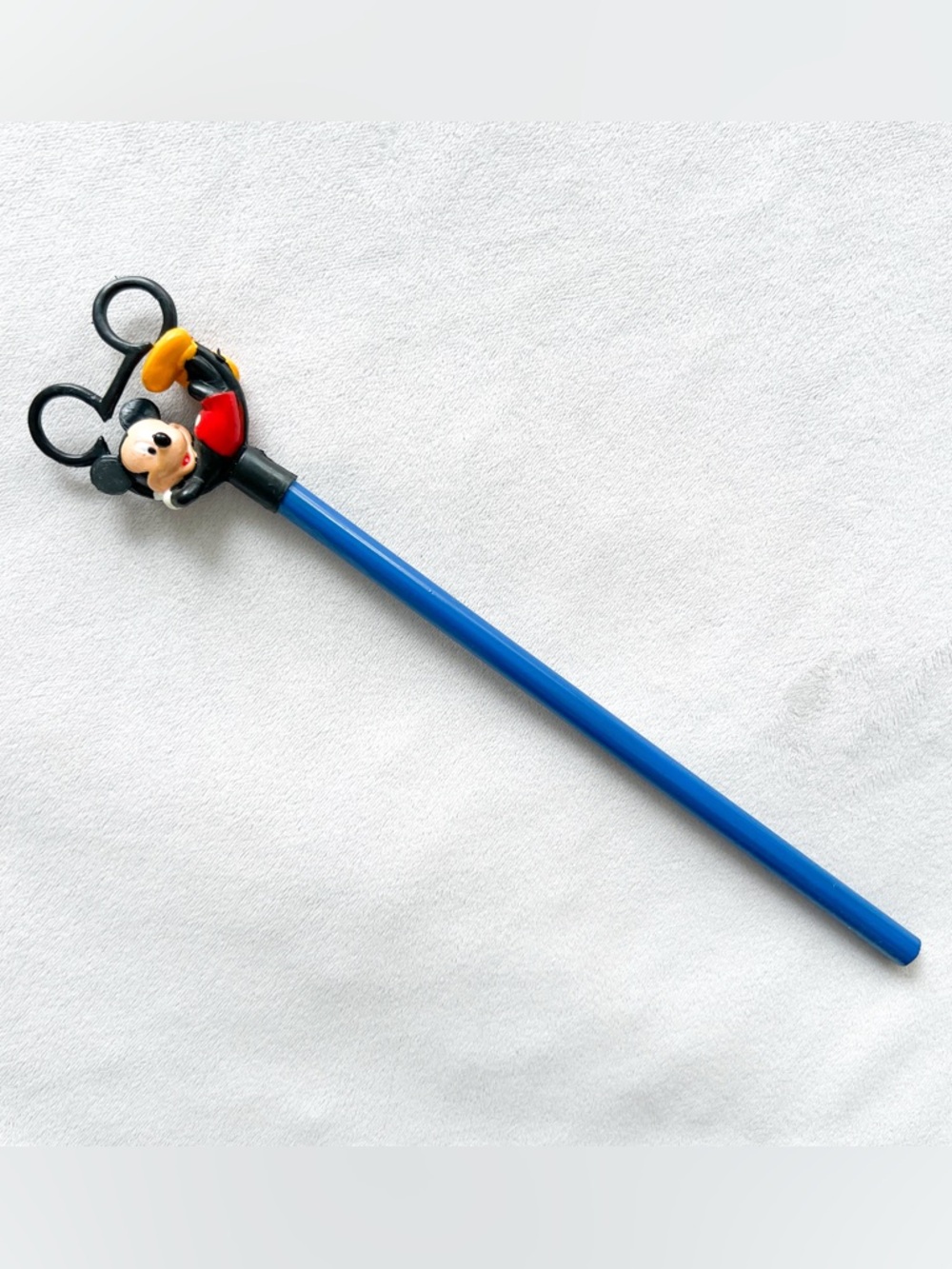 Vintage Disney Blue Pencil with Mickey Mouse Figure Topper